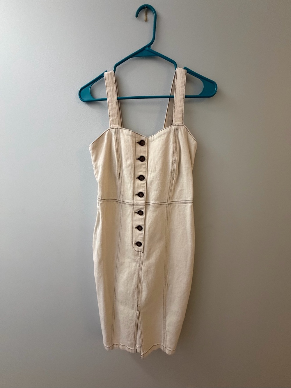 Zara Cream Button-Front Midi Dress